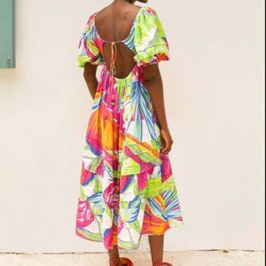 NWT Farm Rio Rainbow Leaves Midi Dress